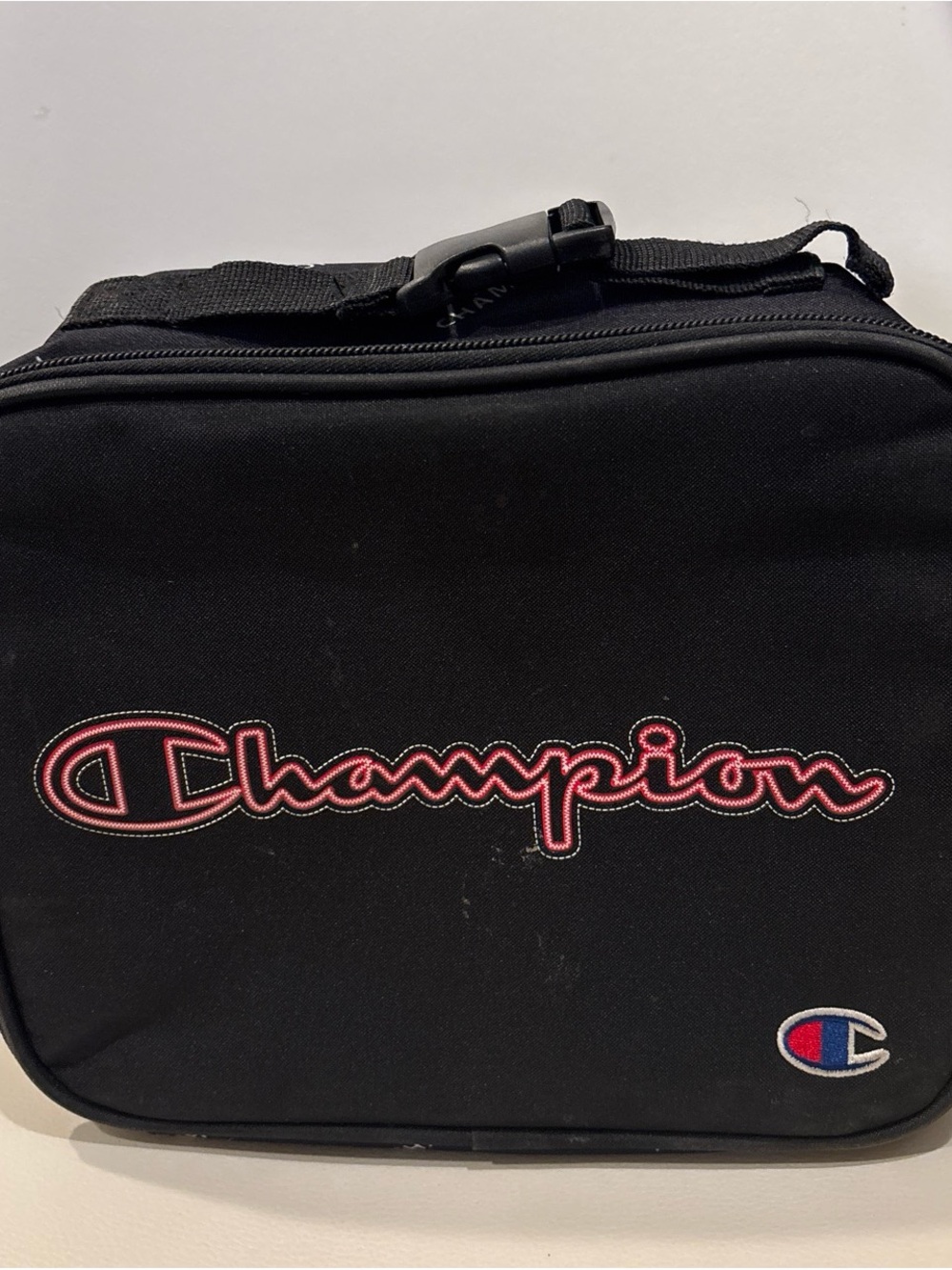 Champion Black Toiletry Bag with Pink Logo